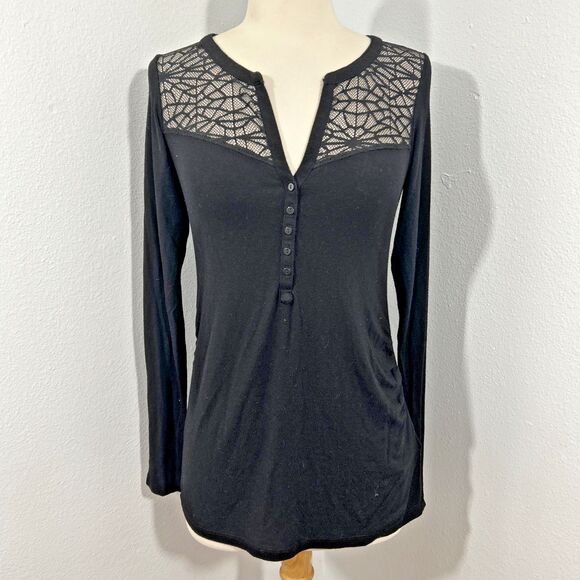 H&M Tops - HM Top Womens S Black Mama Henley Maternity Minimalist Preppy Y2K
